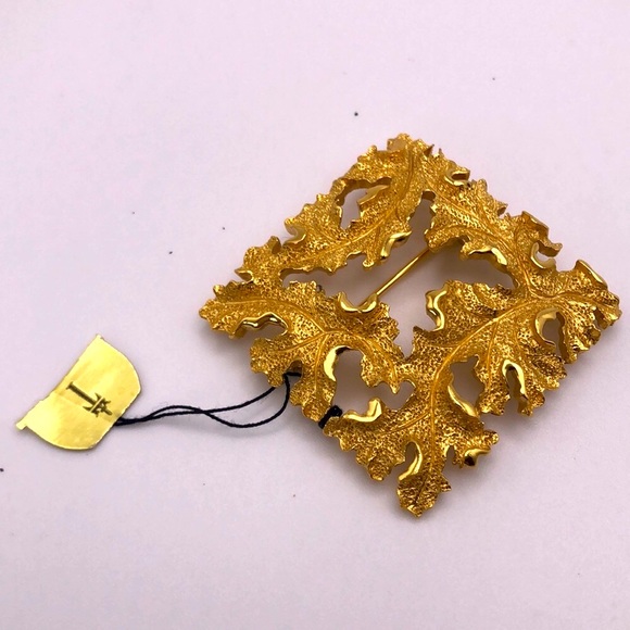 Crown Trifari Gorgeous VTG Square Oak Leaves w tag.  Sculpturesque Colection - Picture 3 of 8